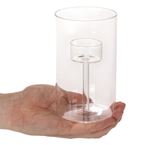 Castiçal de vidro com encaixe para velas cilíndricas de 15 cm (2 unidades) | Floristik24.pt