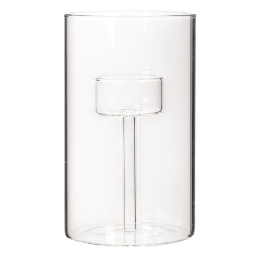 Castiçal de vidro com encaixe para velas cilíndricas de 15 cm (2 unidades) | Floristik24.pt