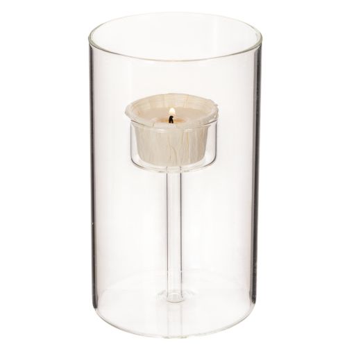 Castiçal de vidro com encaixe para velas cilíndricas de 15 cm (2 unidades) | Floristik24.pt