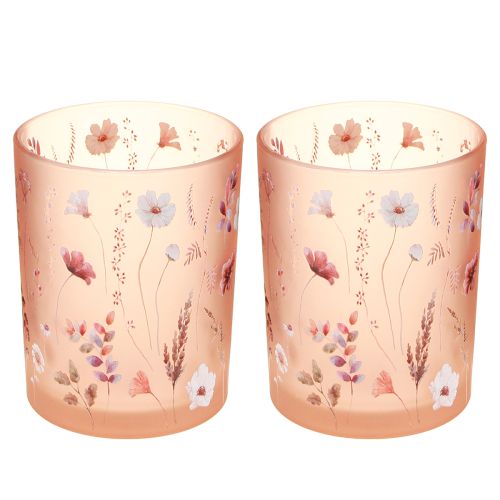 Itens Lanterna decorativa de vidro com motivo floral para dar um toque de estilo à sua casa, 12,5 cm, 2 peças