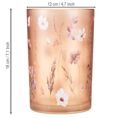Itens Porta-velas de vidro com motivo floral para momentos aconchegantes em casa, 18 cm
