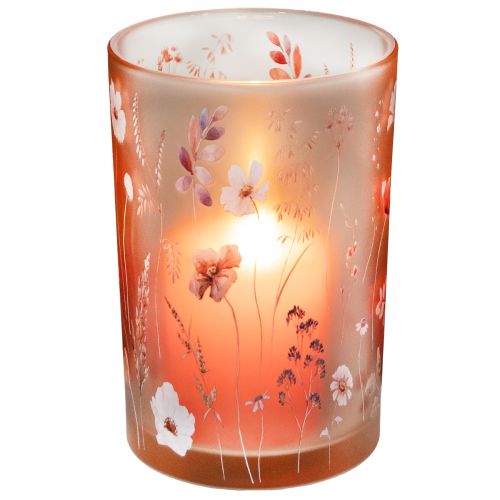 Itens Porta-velas de vidro com motivo floral para momentos aconchegantes em casa, 18 cm