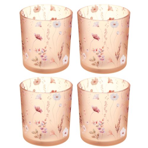 Itens Elegante castiçal com delicado design floral para uma decoração harmoniosa do ambiente, 8 cm, conjunto de 4 peças.