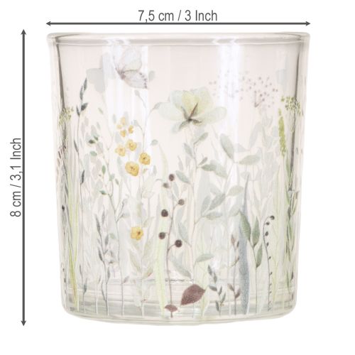 Itens Castiçais de vidro com estampa floral para criar um ambiente romântico, lanternas para decoração de sala de estar, 8 cm, conjunto com 4 peças.