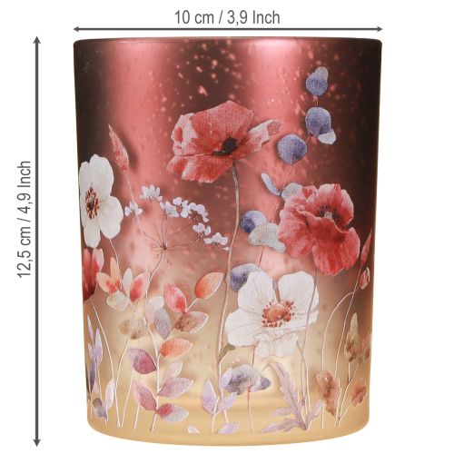 Itens Lanterna decorativa de vidro com design floral para um toque de elegância na sua casa, 12,5 cm, 2 peças