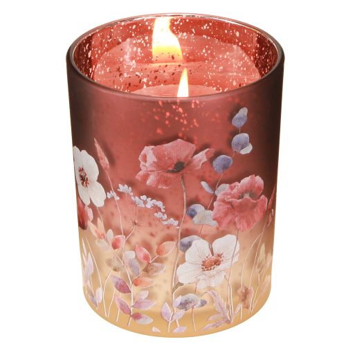 Itens Lanterna decorativa de vidro com design floral para um toque de elegância na sua casa, 12,5 cm, 2 peças