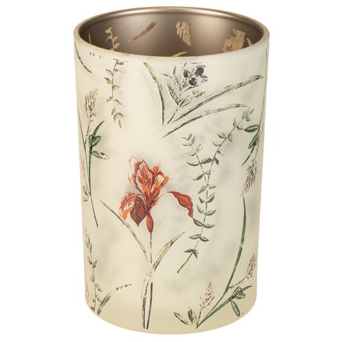 Porta-velas de vidro com estampa floral para momentos aconchegantes em casa, 18 cm
