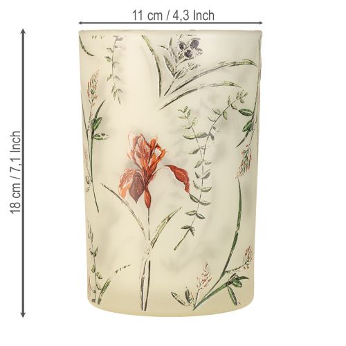 Itens Porta-velas de vidro com estampa floral para momentos aconchegantes em casa, 18 cm