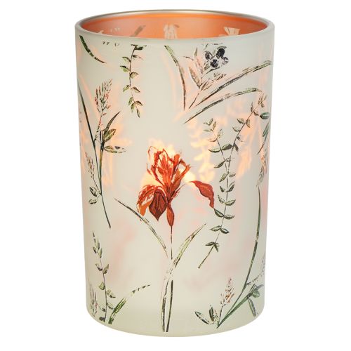 Itens Porta-velas de vidro com estampa floral para momentos aconchegantes em casa, 18 cm