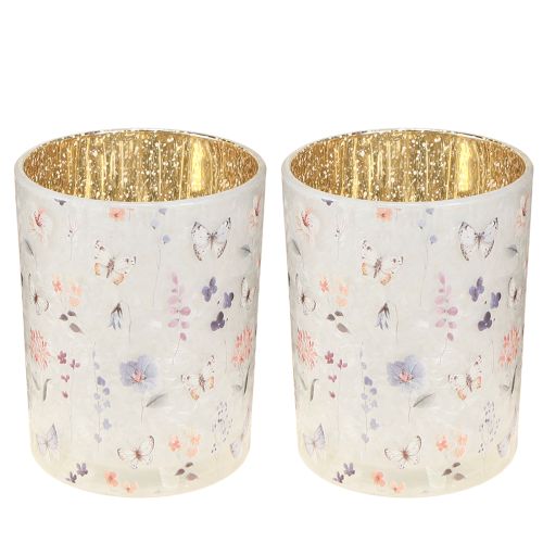 Itens Porta-velas de vidro com motivo de borboleta para momentos aconchegantes, 12,5 cm, 2 peças