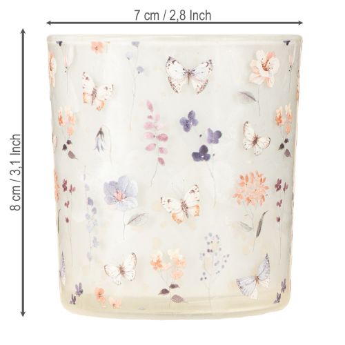 Itens Lanterna decorativa de vidro com design de borboleta para dar um toque de estilo à sua casa, 8 cm, conjunto de 4 peças.