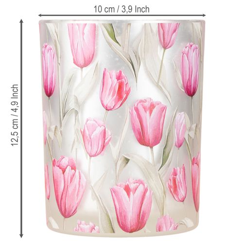 Itens Lanterna elegante com motivo de tulipa para decoração primaveril aconchegante, 12,5 cm, 2 peças.