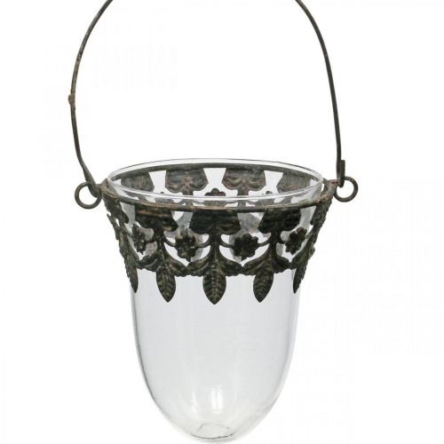 Floristik24 Lanterna de vidro para pendurar decoração 24/28/30cm conjunto de 3