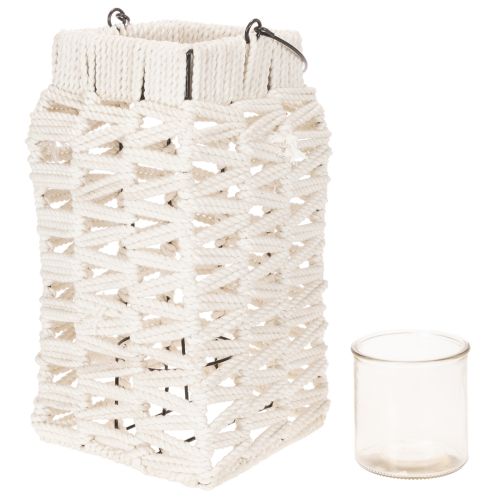 Lanterna suspensa, decoração de verão, macramê, altura 35,5 cm, largura 19 cm. | Floristik24.pt