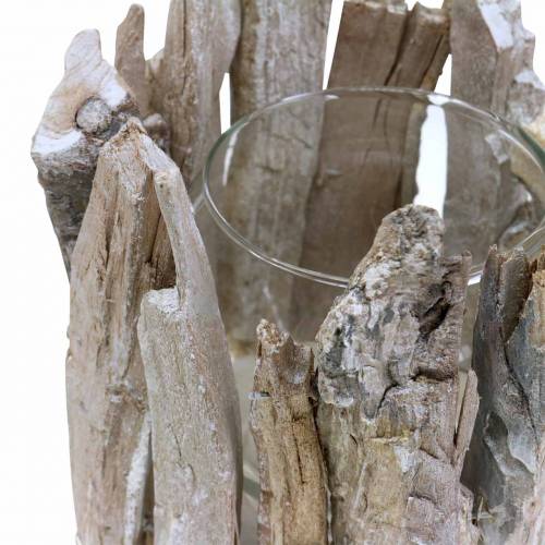 Floristik24 Lanterna de madeira lavada a branco Ø14cm Alt.14cm