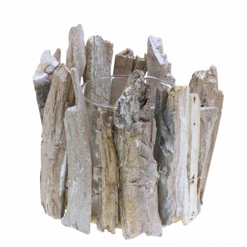 Floristik24 Lanterna de madeira lavada a branco Ø14cm Alt.14cm