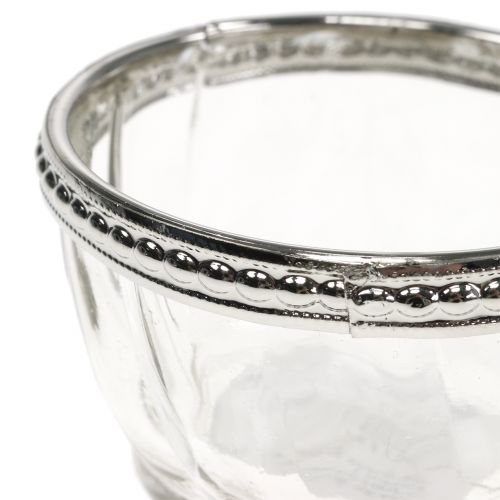 Floristik24 Antigo vidro Tealight com aro de metal Ø7cm A4cm
