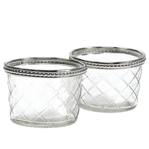 Floristik24 Diamante de vidro Tealight com aro de metal Ø8cm H5.5cm 4pcs