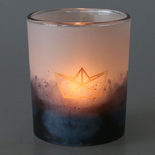 Floristik24 Lanternas azuis e brancas com barco e peixes Ø6cm