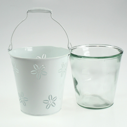 Floristik24 Balde lanterna branco Ø17cm H17cm