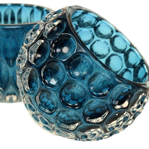 Floristik24 Lanternas de vidro azul escuro Ø8cm Alt.6cm 2 unidades