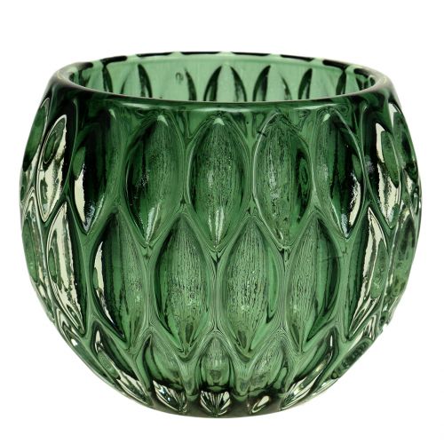 Floristik24 Lanterna de vidro verde escuro Ø11,5cm Alt.9cm 1p