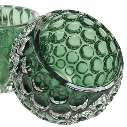 Floristik24 Lanterna de vidro verde escuro Ø8cm H6cm 2pcs
