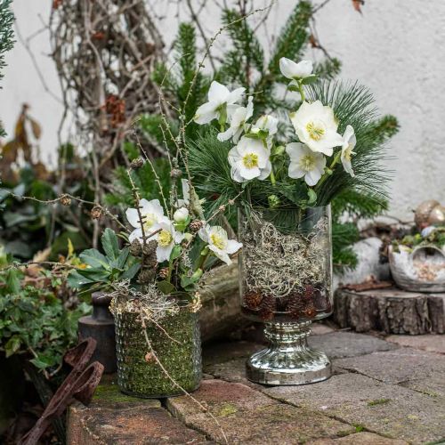 Lanterna vidro vela vidro antigo prata Ø13cm H24cm