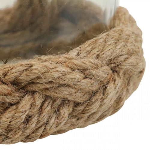 Floristik24 Lanterna vidro fibra natural cânhamo trançado Ø13cm A10cm