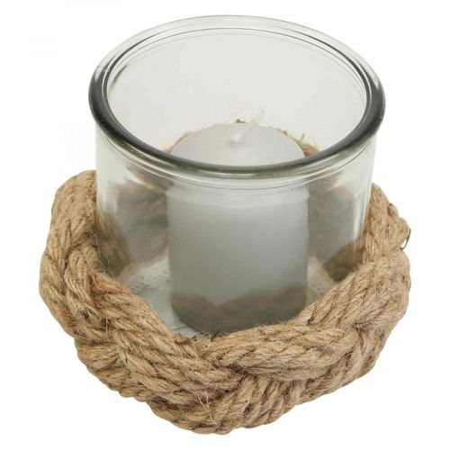 Floristik24 Lanterna vidro fibra natural cânhamo trançado Ø13cm A10cm