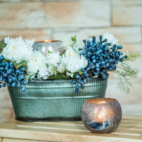 Floristik24 Lanterna de vidro prata Ø8,5cm H6,5cm 4pcs