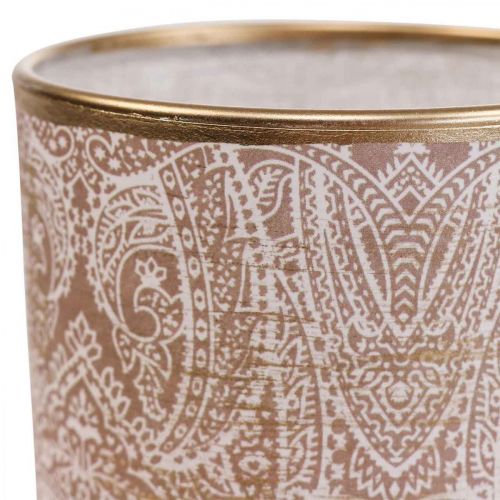 Lanterna de vidro Suporte de luz de chá Paisley padrão Ø8cm A9cm 2 unidades