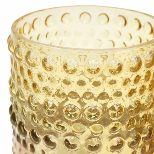 Floristik24 Lanterna feita de vidro amarelo, ouro Ø8,5cm H8cm 4pcs
