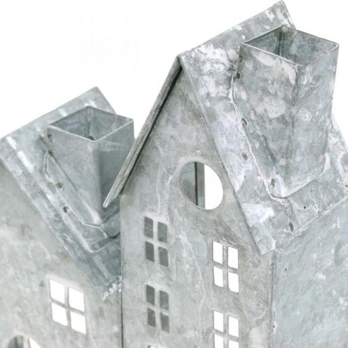 Itens Decoração de janela de Natal, lanterna, série de casa diorama, decoração de metal prata gasto chique L20cm H20cm
