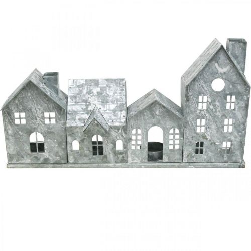 Floristik24 Casas de luz, lanterna de metal, decoração de janela, Advento, prata shabby chic L37,5cm Alt 20cm