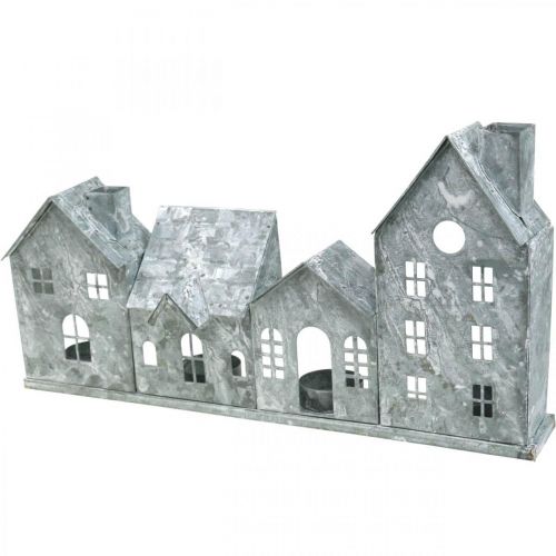 Floristik24 Casas de luz, lanterna de metal, decoração de janela, Advento, prata shabby chic L37,5cm Alt 20cm