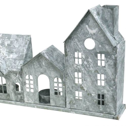 Floristik24 Casas de luz, lanterna de metal, decoração de janela, Advento, prata shabby chic L37,5cm Alt 20cm