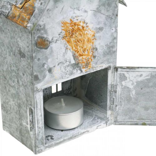 Itens Lanterna casa metal shabby chic lavado branco, ferrugem H20cm