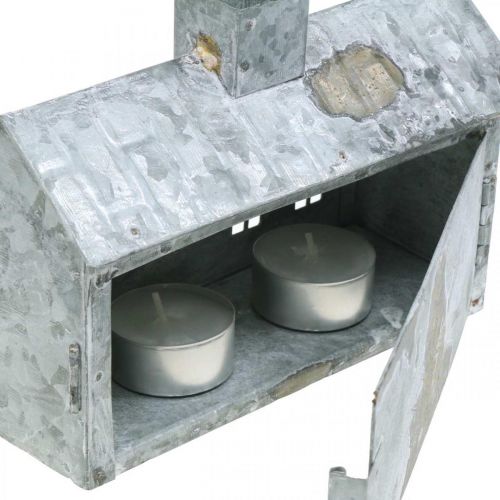 Itens Lanterna de metal, decoração para o Natal, chique gasto, lavado de branco, aparência antiga A12,5cm L17,5cm