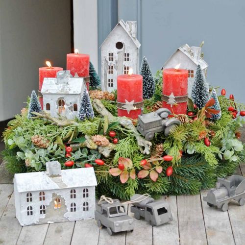 Floristik24 Lanterna casa metal shabby chic lavado branco, ferrugem H20cm