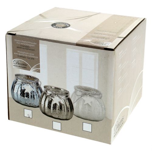 Floristik24 Lanterna azul claro com luz LED Ø11cm Alt.10cm