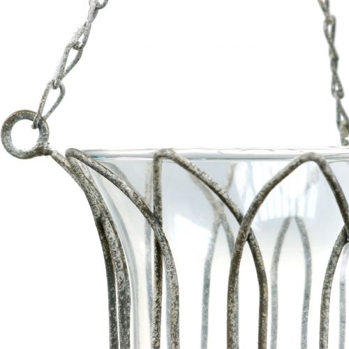 Floristik24 Lanterna suspensa cinza Ø14cm Alt.45cm