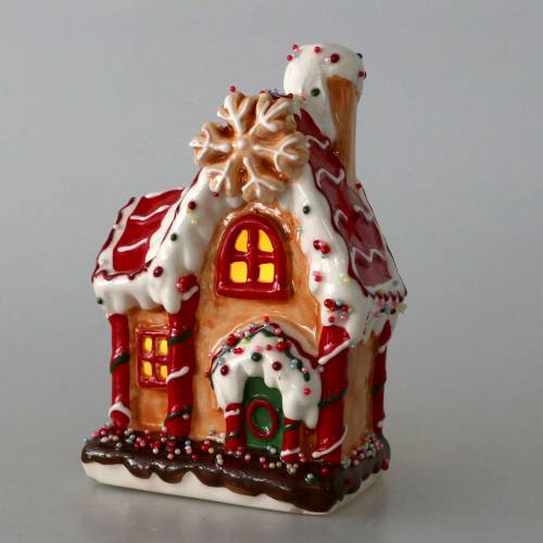 Floristik24 Lanterna Knusperhaus Bisquit, branca Alt.16cm