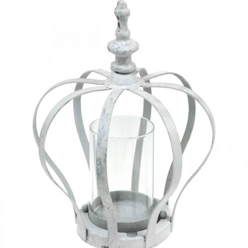 Floristik24 Coroa de luz do vento, decoração de metal em estilo vintage, chique branco gasto Ø14cm A19cm