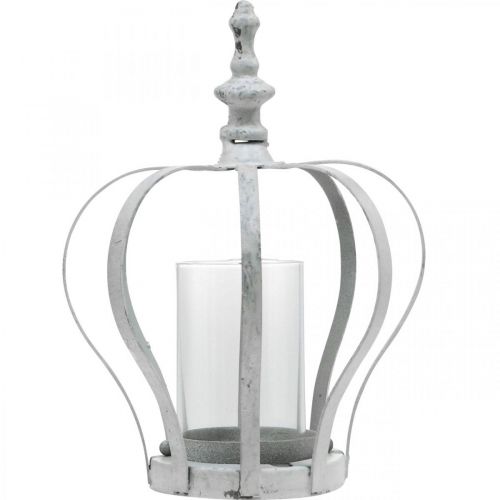 Floristik24 Coroa de luz do vento, decoração de metal em estilo vintage, chique branco gasto Ø14cm A19cm