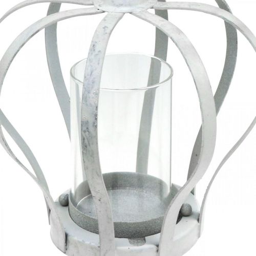 Floristik24 Coroa de luz do vento, decoração de metal em estilo vintage, chique branco gasto Ø14cm A19cm