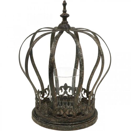 Floristik24 Coroa como lanterna, decoração de vela, coroa de metal, aspecto antigo, Alt.28cm, Ø21cm