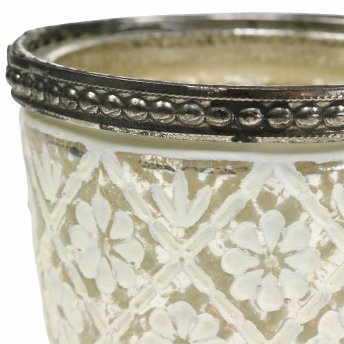 Floristik24 Luz do vento camponês prata floral Ø7.5cm H7.5cm 2pcs