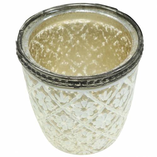 Floristik24 Luz do vento camponês prata floral Ø7.5cm H7.5cm 2pcs