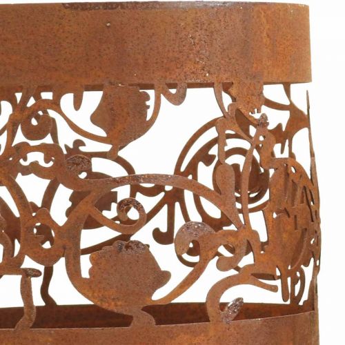 Lanterna castiçal em metal pátina Ø10/14,5cm conjunto de 2